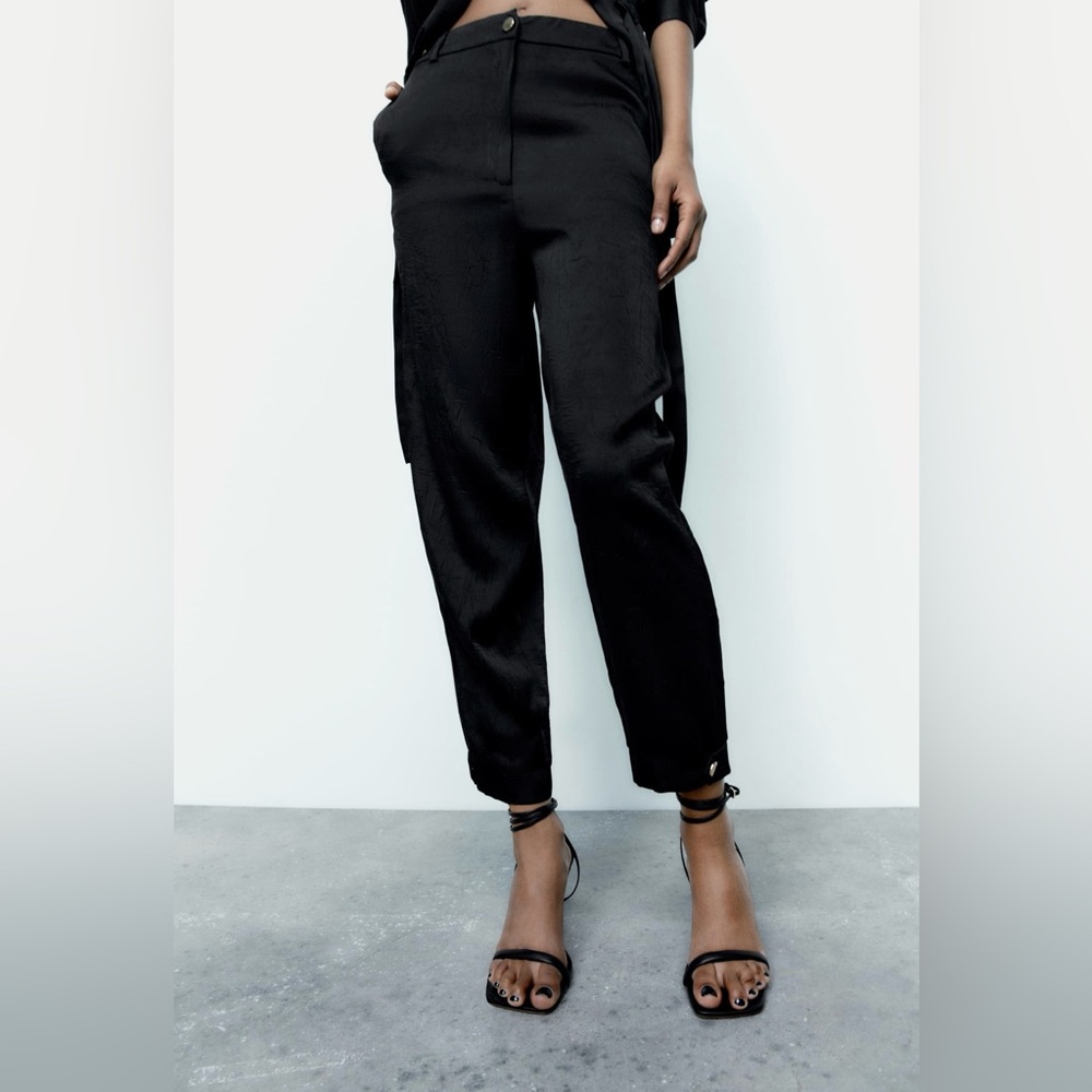 SOLD - Zara Wrinkle Effect Satin Jogger - Brand New With Tag